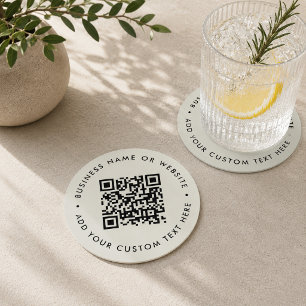 Porta-copo De Papel Redondo Código QR   Cinzas Simples Moderna E Minimalista D