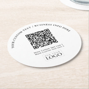 Porta-copo De Papel Redondo Código QR de Logotipo de Negócios Simples e Person