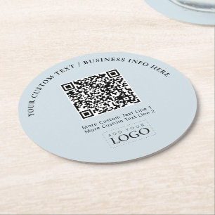 Porta-copo De Papel Redondo Código QR de Logotipo de Negócios Simples para Pro
