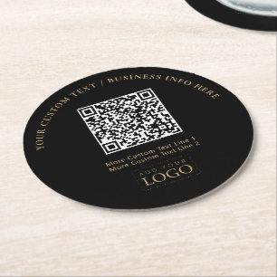 Porta-copo De Papel Redondo Código QR de Logotipo de Negócios Simples para Pro