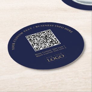 Porta-copo De Papel Redondo Código QR de Logotipo de Negócios Simples para Pro