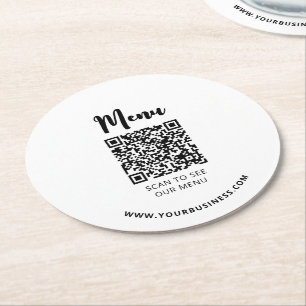 Porta-copo De Papel Redondo Código QR do cardápio de restaurantes modernos