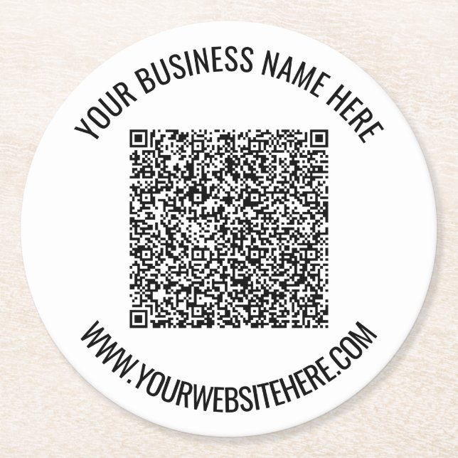 Porta-copo De Papel Redondo Código QR e Texto Personalizado Personalizado Pers (Frente)