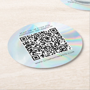 Porta-copo De Papel Redondo Código QR Holográfico de Marketing para Negócios P