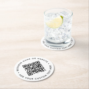 Porta-copo De Papel Redondo Código QR   Mínimo Limpo - Branco Simples Digita