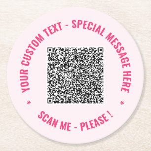 Porta-copo De Papel Redondo Código QR personalizado e Modelo de Porta copos de