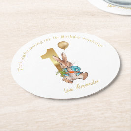 Porta-copo De Papel Redondo Coelho Bunny clássico Primeiro Aniversário