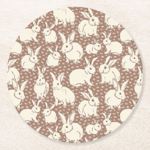 Porta-copo De Papel Redondo Coelhos fofinhos Bonanza - Mocha Mousse.