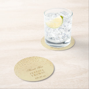 Porta-copo De Papel Redondo Coleção de Casamentos Vintage Glam Dourado Confett