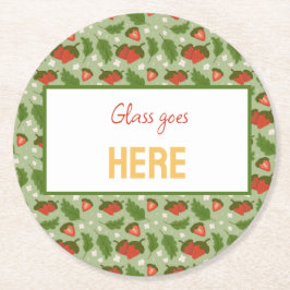 Porta-copo De Papel Redondo Coleção de padrões da fruta - Morangos