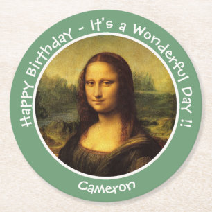 Porta-copo De Papel Redondo Coleção do Partido Leonardo da Vinci Mona Lisa