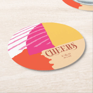 Porta-copo De Papel Redondo Color Block Wedding Summer ID740