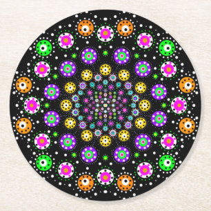 Porta-copo De Papel Redondo Colorida Dot Mandala