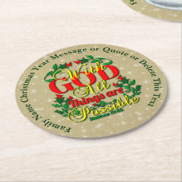 Porta-copo De Papel Redondo Com Deus Todas As Coisas Possíveis De Citação Bíbl