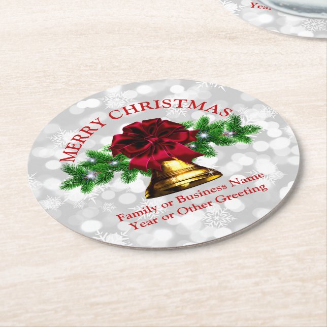 Porta-copo De Papel Redondo Combinação - Set Dourado Bell Red Arco Natal (Angulado)