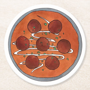 Porta-copo De Papel Redondo Comida indiana Cuisine Malai Kofta Vegetariana