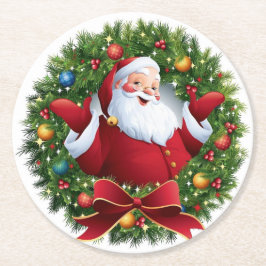 Porta-copo De Papel Redondo Conjunto de Natal do Papai Noel de 6 peças