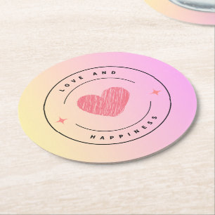 Porta-copo De Papel Redondo Conjunto de Posavasos Love & Happiness Drink Coast