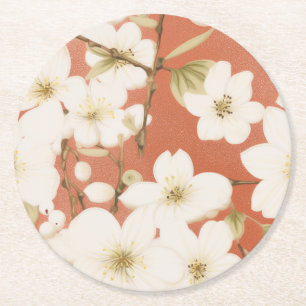 Porta-copo De Papel Redondo Conjunto Floral de Portas copos"