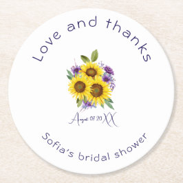 Porta-copo De Papel Redondo Cor da água do girassol do púrpura amarelo