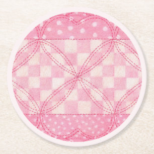 Porta-copo De Papel Redondo CORAÇÃO DE TINTA QUILA Portas copos redondas/Rosa