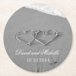 Porta-copo De Papel Redondo Coração nas portas copos de festa de casamento de 