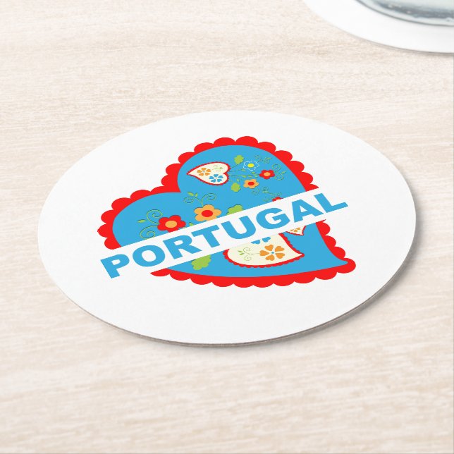 Porta-copo De Papel Redondo Coração português alegre (Angulado)