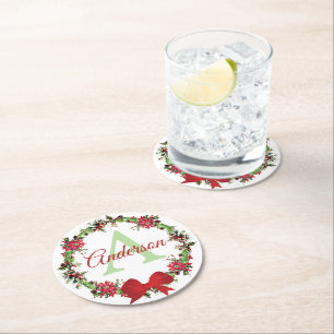 Porta-copo De Papel Redondo Coroa de Natal personalizada