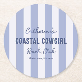 Porta-copo De Papel Redondo Cowgirl Costeira Bach Club Listras Azuis e Brancas