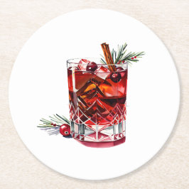 Porta-copo De Papel Redondo Cranberry Cinnamon Whiskey Sour Coctail