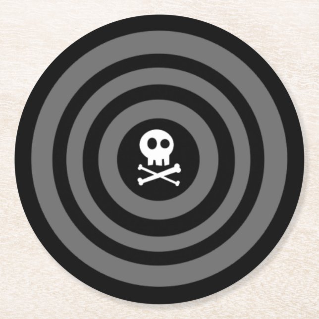 Porta-copo De Papel Redondo Crânio e espinhas (Frente)