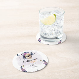 Porta-copo De Papel Redondo Crânio Gótico do Partido Violet Watercolor