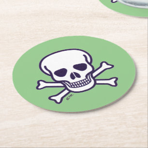 Porta-copo De Papel Redondo Crânio n Ossos White green paper em cores e refrig