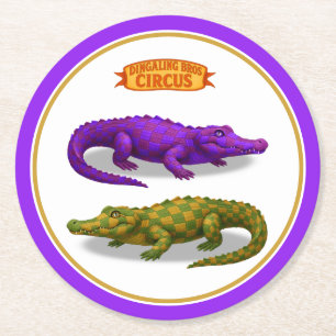 Porta-copo De Papel Redondo Crawford, crocodilo de circo pintado