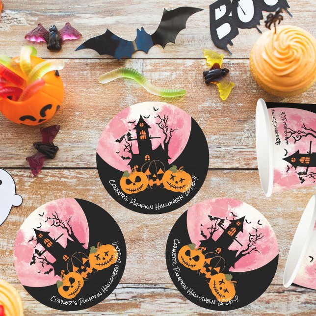 Porta-copo De Papel Redondo Crianças Pumpkin Festa de Halloween (Pumpkin Halloween Party Round Paper Coaster)