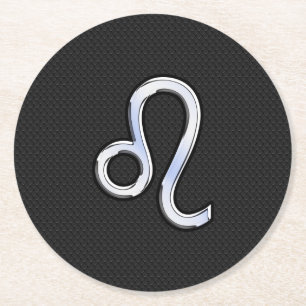 Porta-copo De Papel Redondo Cromo como Leo Zodiac Símbolo na pele de cobra