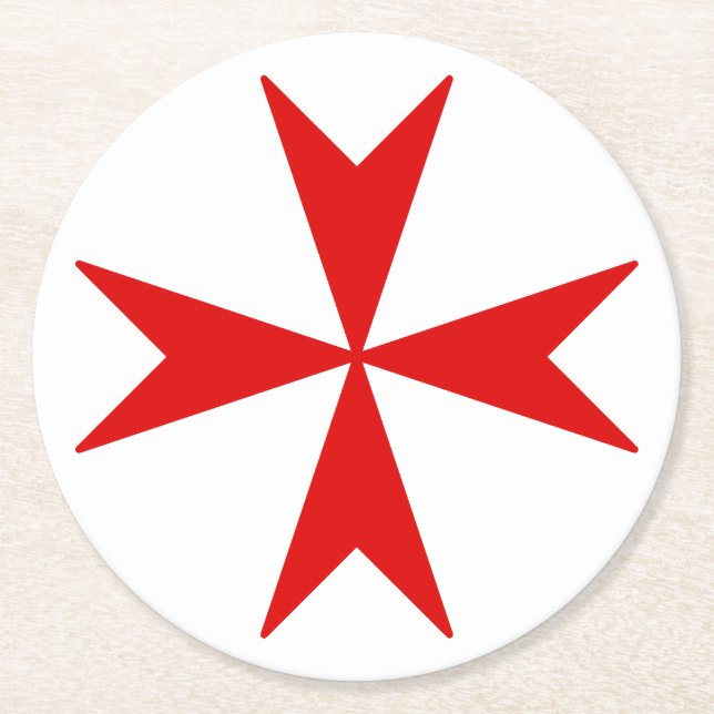 Porta-copo De Papel Redondo Cruz de Malta (vermelho) (Frente)