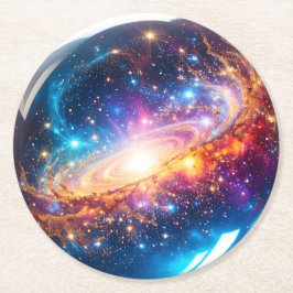 Porta-copo De Papel Redondo Crystal Ball - Vejo Um Evento Cósmico No Seu Futur