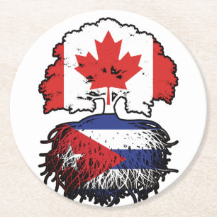 Porta-copo De Papel Redondo Cuba Cuba Cuba Canadá: Bandeira de Raízes de Árvor