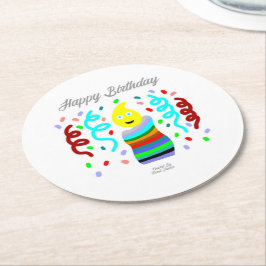 Porta-copo De Papel Redondo Cumprimentos de Vela de Aniversário Suporte Redond