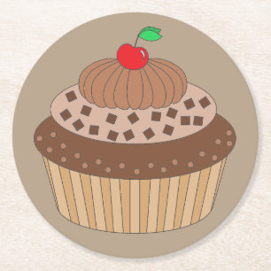 Porta-copo De Papel Redondo Cupcake de chocolate