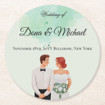 Custom green watercolor flowy wedding