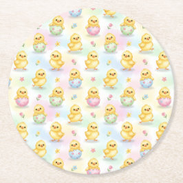 Porta-copo De Papel Redondo Cute Baby Chick Watercolor Easter