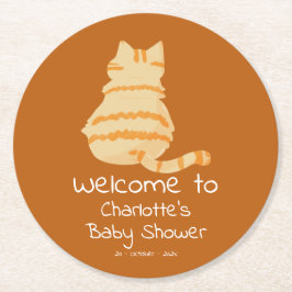Porta-copo De Papel Redondo Cute Fat Orange Cat Baby Shower