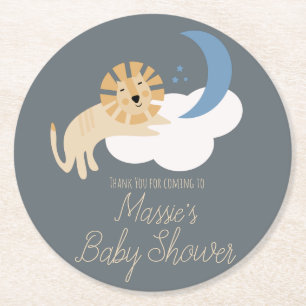 Porta-copo De Papel Redondo Cute Lion Lua Nuvem Baby Shower Agradecimento