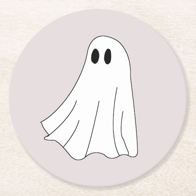 Porta-copo De Papel Redondo Cute Pastel Ghost Pattern (Frente)