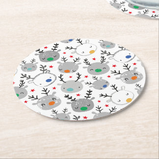 Porta-copo De Papel Redondo Cute Rudolph cabeças com estrelas pequenas