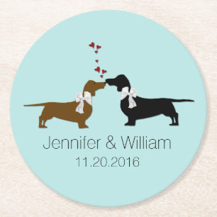 Porta-copo De Papel Redondo Dachshunds Loving que Wedding as portas copos de