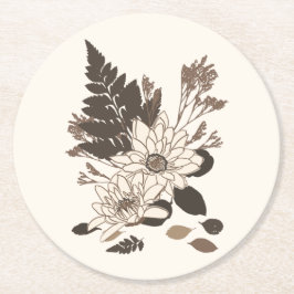 Porta-copo De Papel Redondo Daisies and Leaves - transparente no creme.