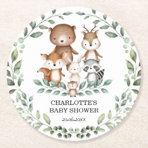 Porta-copo De Papel Redondo Decor de Chás de fraldas de animais em terras arbo